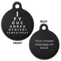 Black Engraved Eye Test Aluminium 31mm Large Round Pet Dog ID Tag